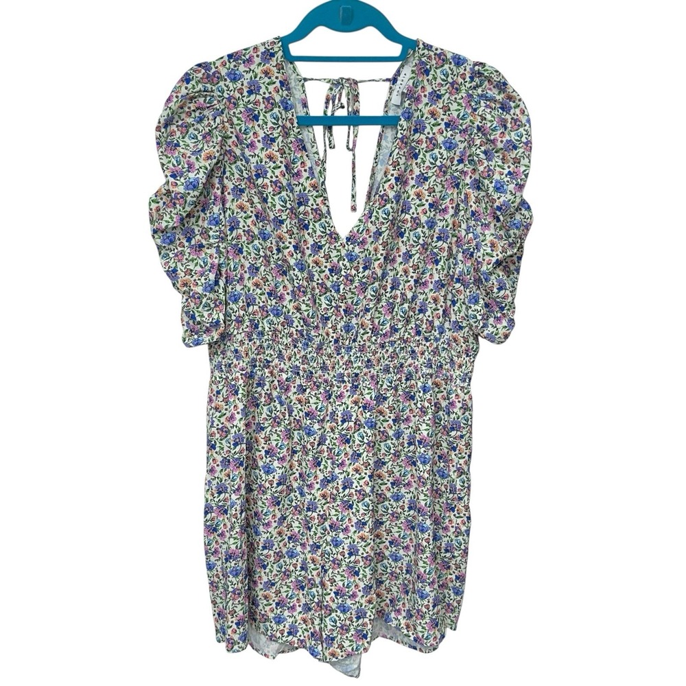 Topshop Romper Size 12 Floral Print‎ Shorts Short Sleeve Stretch NWT